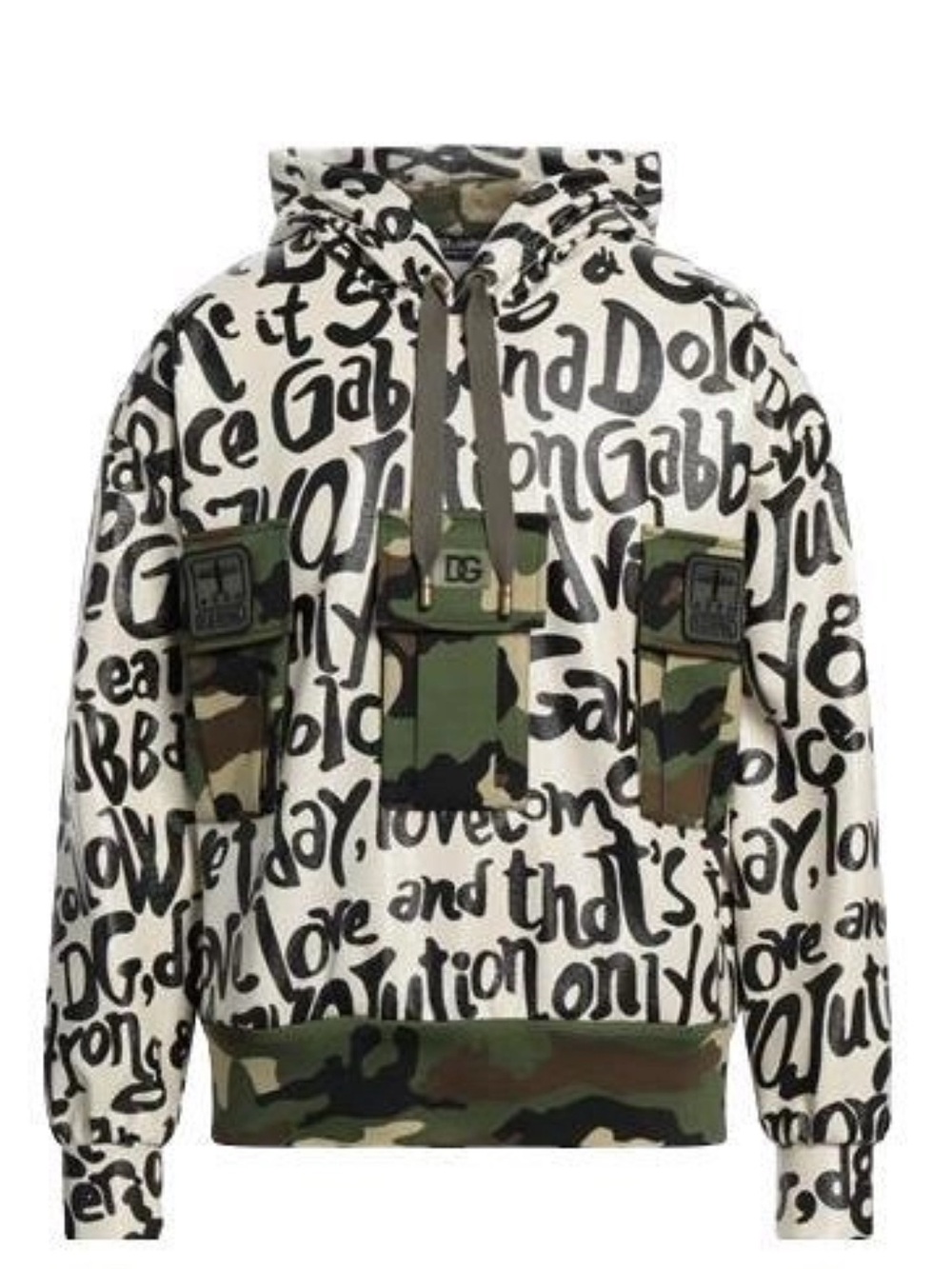 NWT DOLCE & GABBANA Sweater Multicolor Hooded DGMania Sweatshirt Size Small Camo